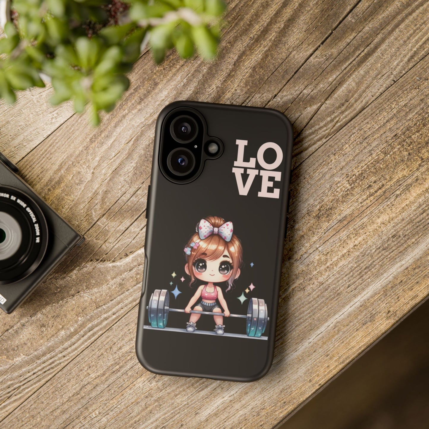 Cute Love-Themed Phone Case for Fitness Enthusiasts