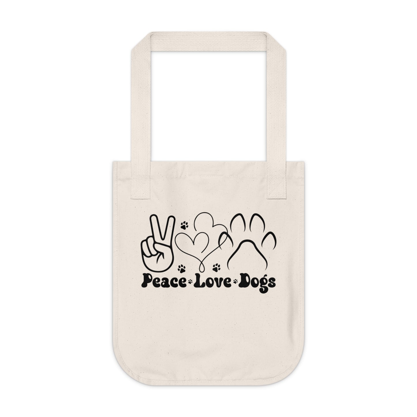 Peace Love Dogs Organic Canvas Tote Bag - Eco-Friendly Pet Lover Accessory