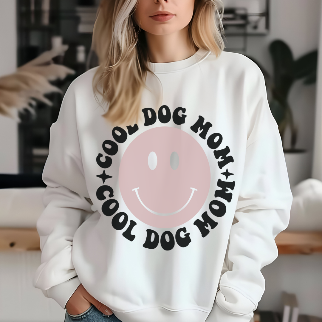 Cool Dog Mom Crewneck Sweatshirt - Trendy Pet Lover Apparel