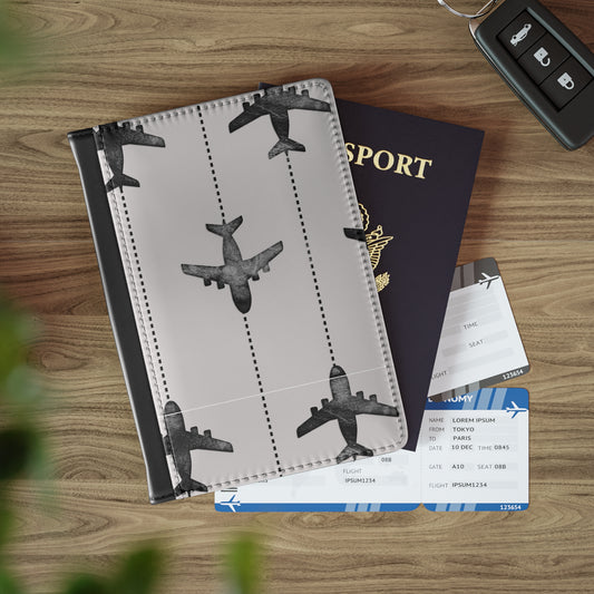 Funda de pasaporte con temática de viajes: diseño de aviones para aventureros 