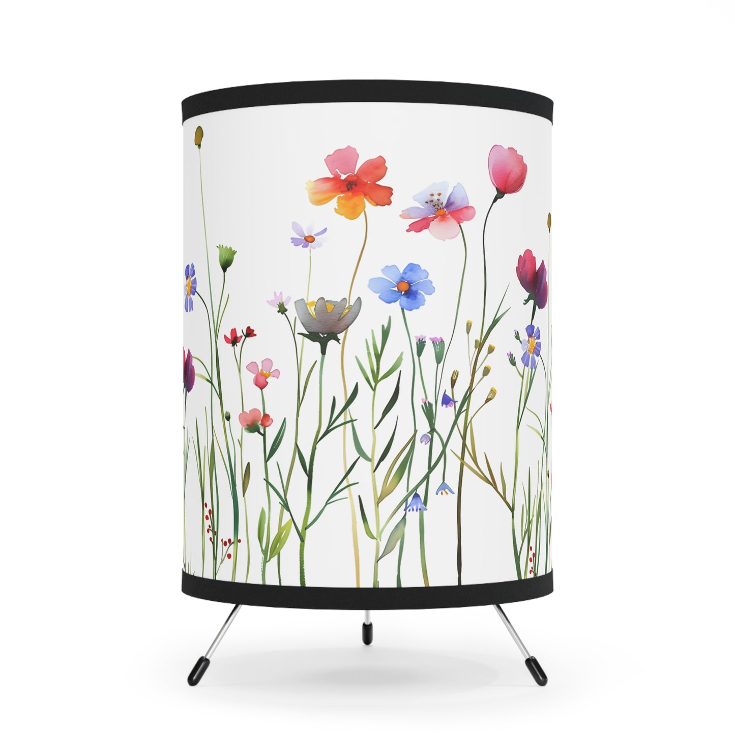 Floral Tripod Lamp - High-Res Printed Shade for Cozy Decor