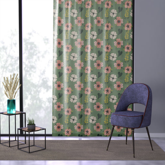 Floral Window Curtain - Blooming Garden Design for Brightening Your Home