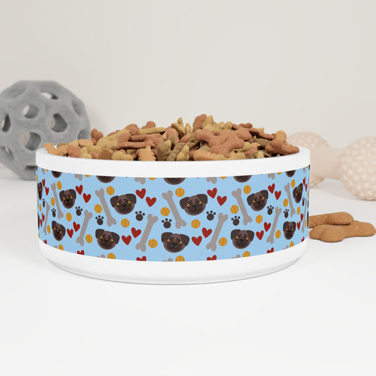 Playful Pet Bowl with Hearts and Bones Design - Perfect for Dog Lovers