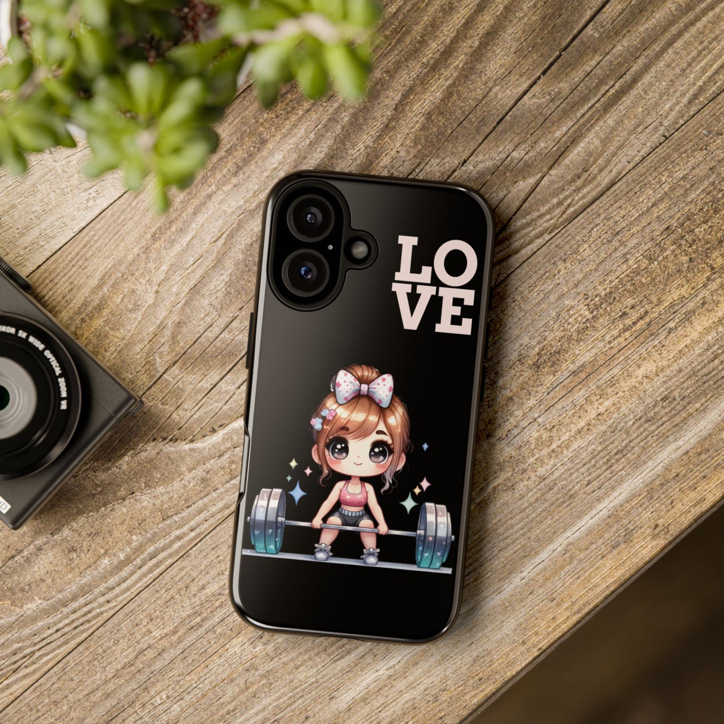 Cute Love-Themed Phone Case for Fitness Enthusiasts