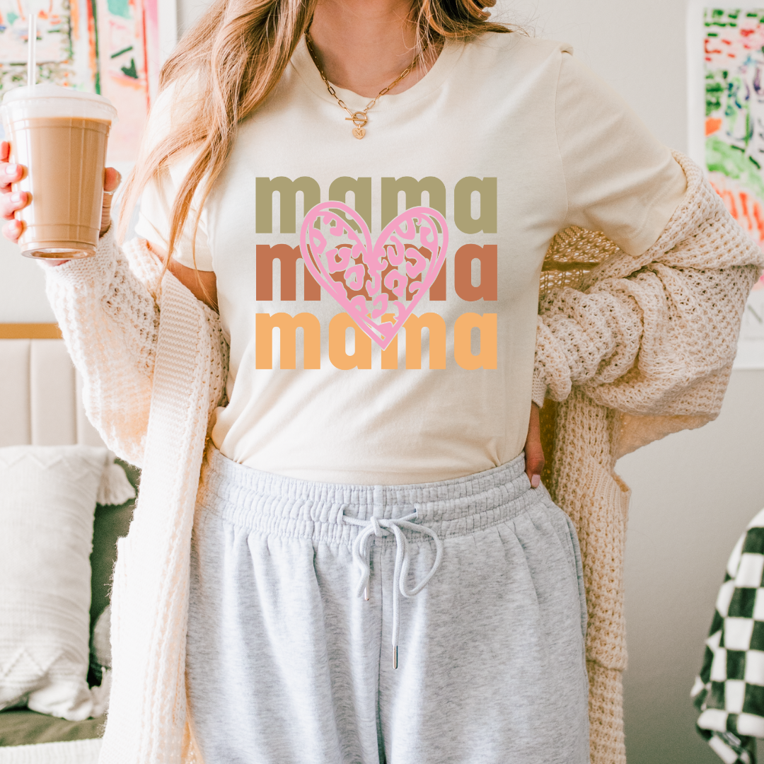 Mama Heart Heavy Cotton Tee – The Perfect Gift for Moms