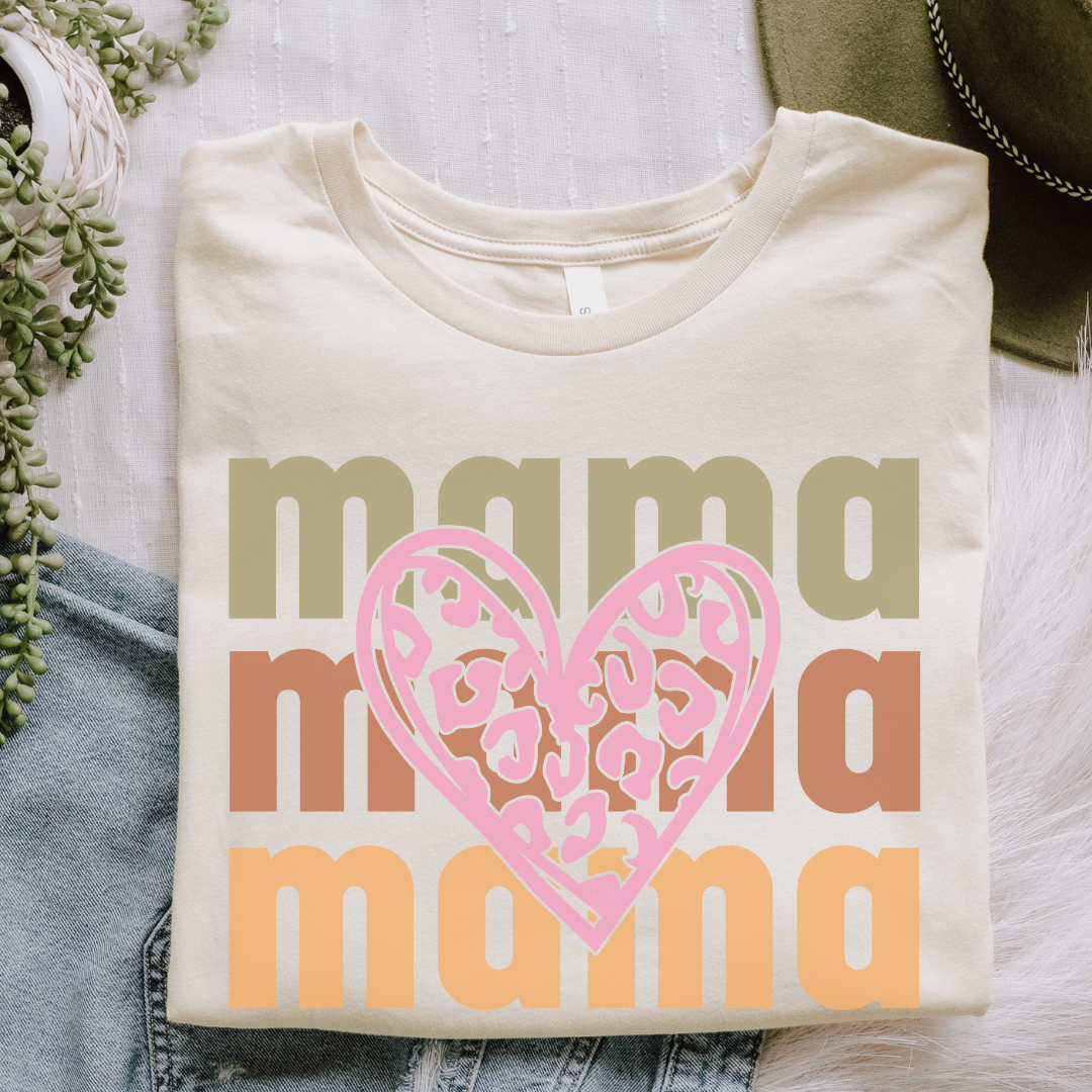 Mama Heart Heavy Cotton Tee – The Perfect Gift for Moms